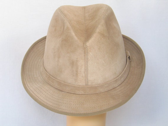 DOBBS Fifth Ave. N.Y. Taupe Suede Fedora Hat Men'… - image 4
