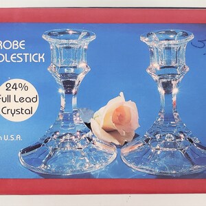 Vintage Latrobe Candlestick 2 Sets of 2 24% Full Lead Crystal 4.25&quot; Tall made in USA circa 1980&#39;s New in box