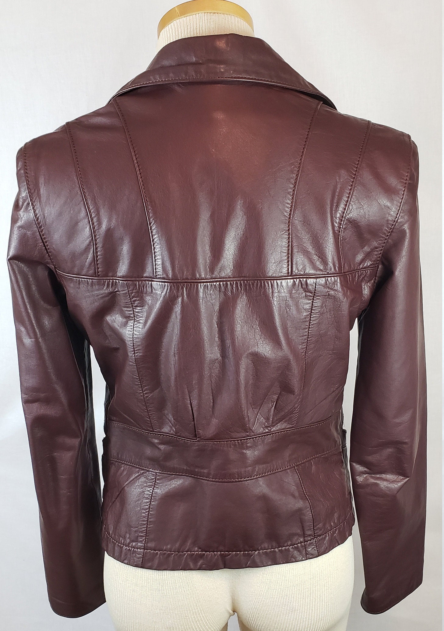 Vintage Women's Burgundy Leather Retro Fitted Jacket Etsy UK