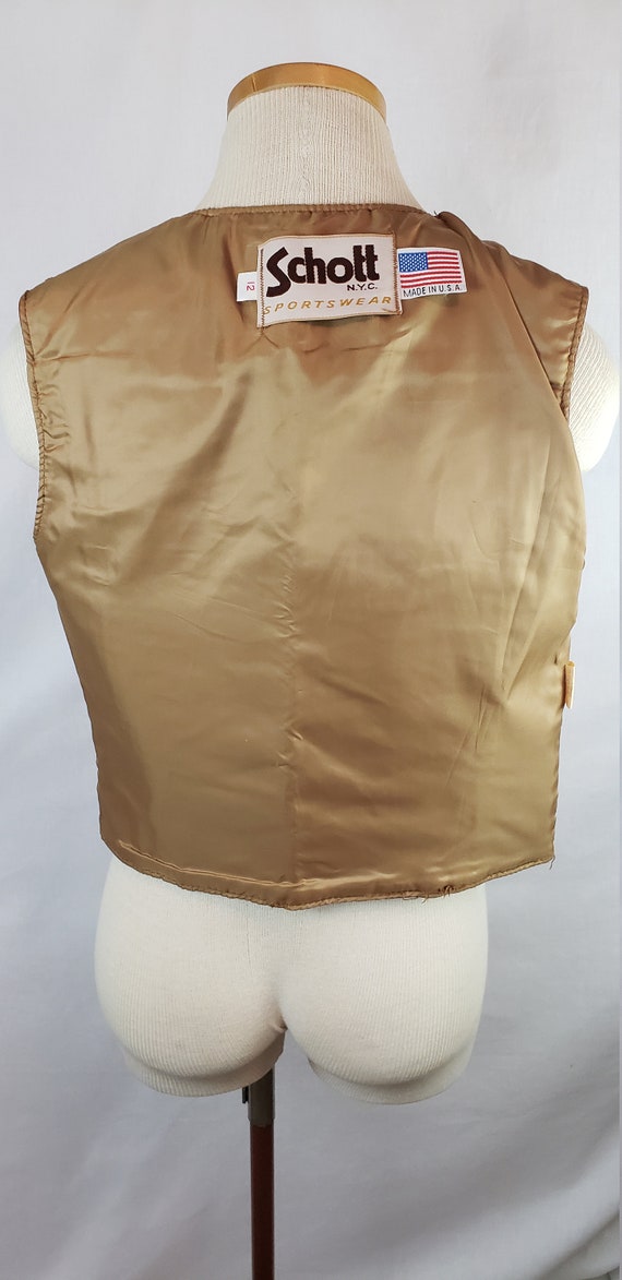 Vintage Schott NYC Sportswear Women's Tan Leather Fo… Gem