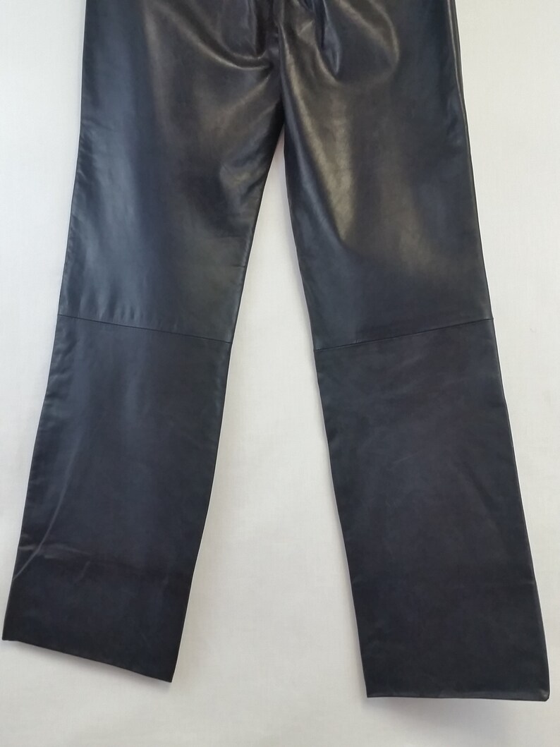 Vintage Black Leather Pants Women's 29 High Waist Straight - Etsy