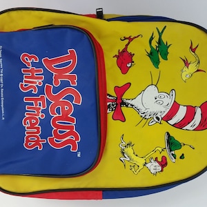 Dr. Seuss & HIs Friends Cat im Hut Kinderrucksack Vintage 1997 Sammlerstück Buchtasche Schultüte exzellenter Vintage Zustand