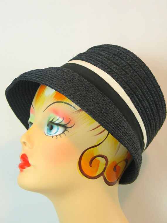 Black Wool Horsehair Cloche Hat by Everitt Origin… - image 3