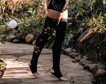 Floral Cutout Leg Warmers: Pole Dancing Yoga Socks