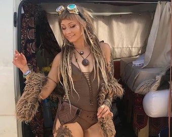 Braided Bodysuit, Sexy Brown Bodysuit, Festival Bodysuit For Women, Burning Man Women, Sexy Leotard For Women ("SIDE")