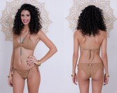 Nude Color Bikini, Naked Bikini, Sexy Beige Bikini Set, Boho Bikini, Brazilian Bikini, Unique Two Piece Bikini, Cheeky Bikini, Tribal Bikini