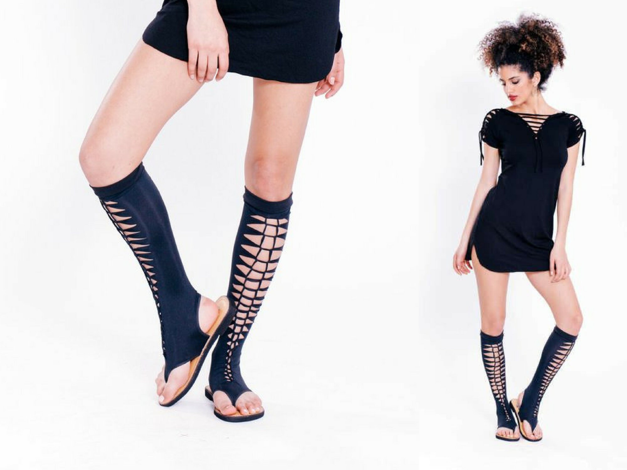 thigh high gladiator sandals flat