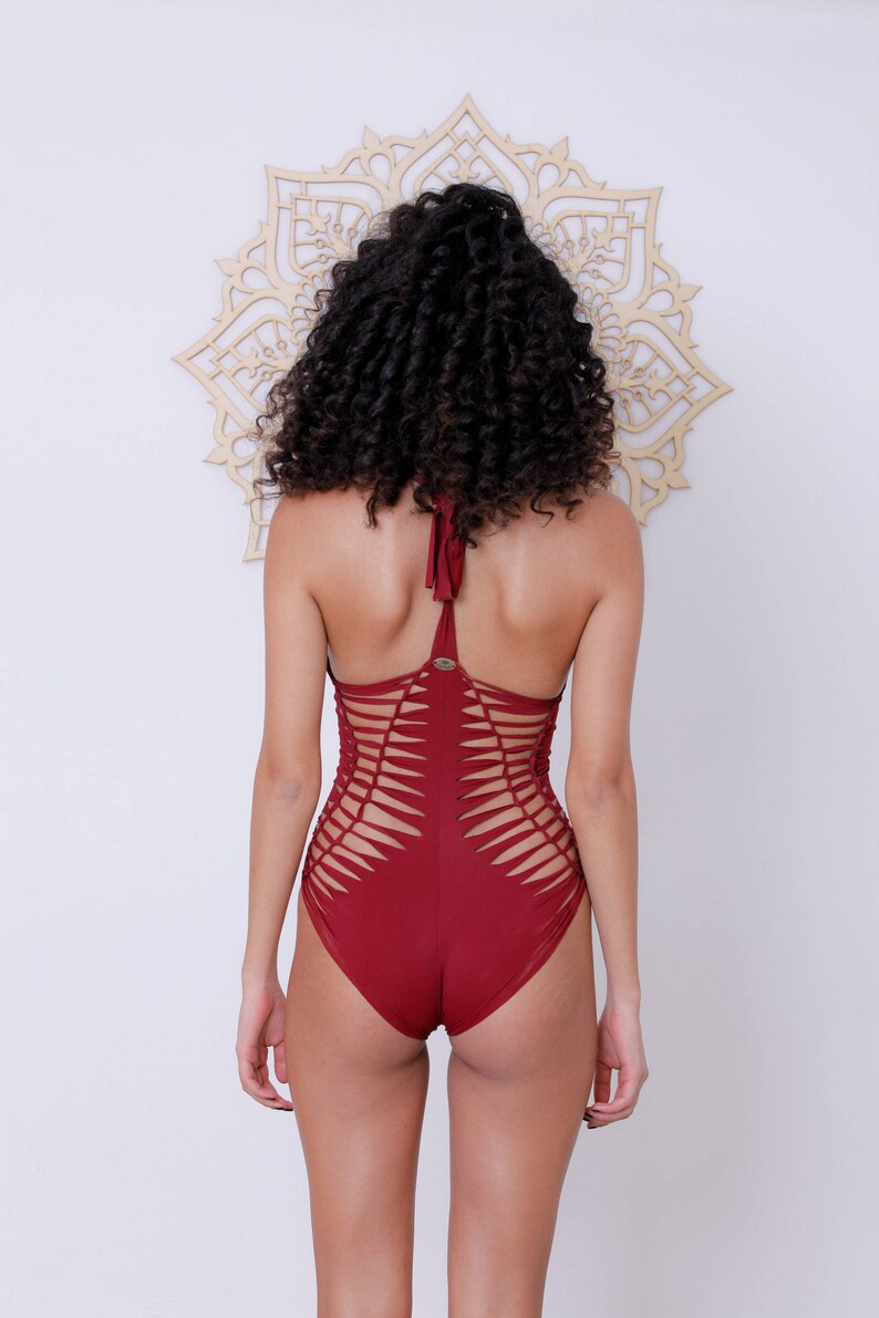 One Piece Swimsuit for Women Red Bodysuit Cut Out Swimsuit Etsy