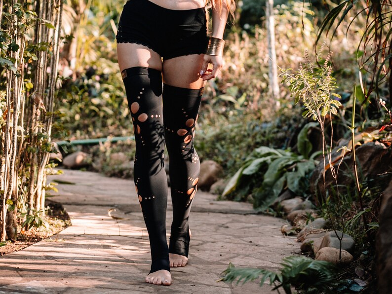 Black Knee High Socks Thigh Leg Warmers Over The Knee Cutout Etsy