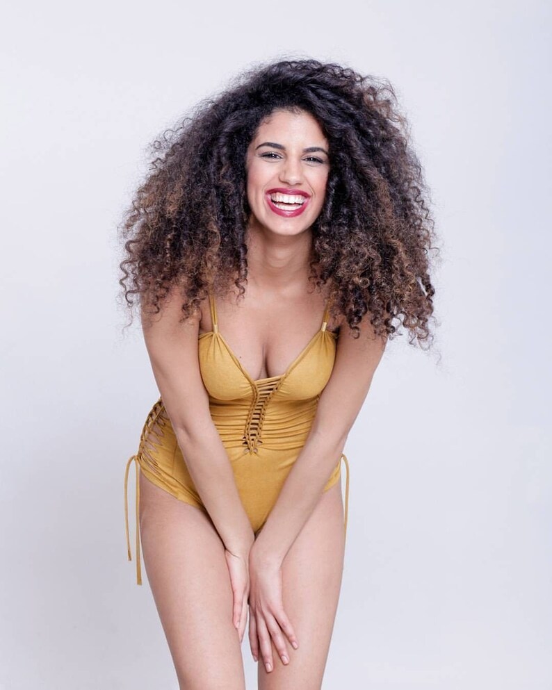 One Piece Mustard Swimsuit Orange Bathing Suit Yellow Etsy