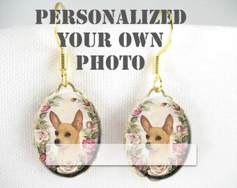 Chihuahua Dog Rose Personalized Customized Angel Loss Dog Cat Bird Pets Porcelain Bracelet Earrings Necklace Pendant Ring Christmas Dogs