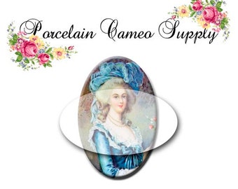 Queen Marie Antoinette Vintage Victorian Lady Unset Porcelain Cameo Cabochon Necklace Pendant Finding Jewelry Supply 30x40mm