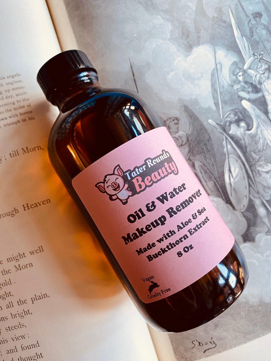 Oil and Water Makeup Remover Vegan Cruelty Free 8 Ounces GLASS BOTTLE