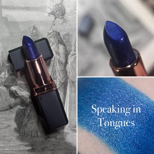 Speaking in Tongues -Bright Blue - Gothic Goth Lipstick Opaque Color Lips Bold