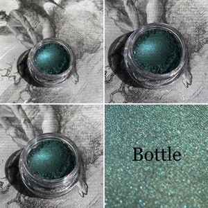 Bottle  - Metallic Peacock Emerald Green Eyeshadow - Vegan Makeup Goth Gothic Lolita Country Goth Witch Wiccan