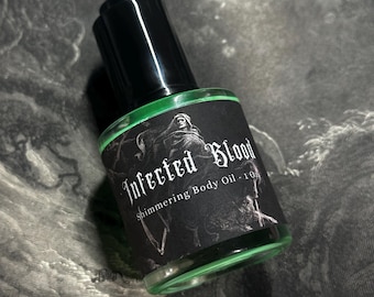 Infected Blood - Shimmer Body Oil Drops - Mixing Highlighting Drops - Sheer Shimmer Pink Blue - Blush - Body Oil  Drops Body Glow - Vegan