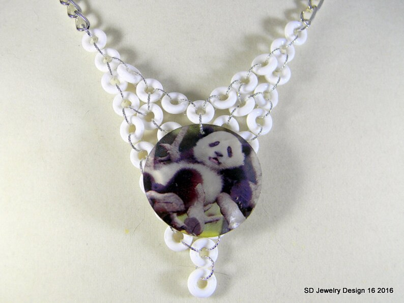 Panda Necklace and Pierced Earring Set