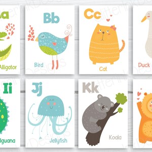 Animal alphabet flash cards / ABC animal flash cards nursery classroom alphabet cards / Printable kindergarten homeschool learning game image 1