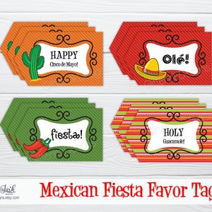 Étiquettes de fête du Cinco de Mayo / Décorations de cupcakes fiesta mexicaine / Imprimables de fête mexicaine