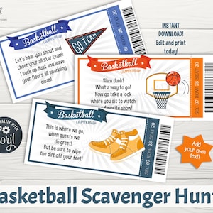 Basketball Schnitzeljagd Hinweiskarten / Basketball Geburtstagskinder Schatzsuche Hinweise / Sportparty Indoor-Aktivitäten / Basketball Partyspiele