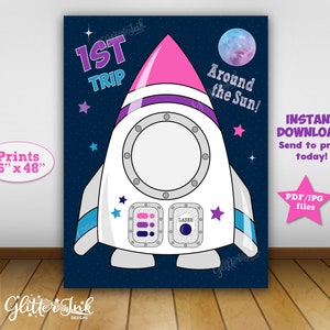 Reise um die Sonne 90 x 120 cm Weltraum Party Fotorahmen / Weltraum Fotokulisse / Astronaut Rocket Party Requisite