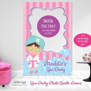 PRINTABLE Spa party photo booth frame / Glam diva makeover spa girls photo prop backdrop for dessert table image 1