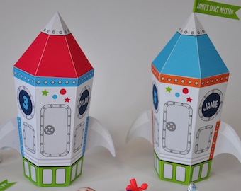 Outer space party rocket favor box / printable spaceship favors / rocket party favors / astronaut party space printable