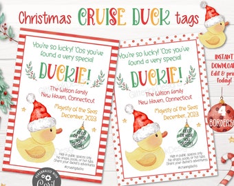 Christmas cruise duck tags / Cruising duck favors printable gift tags / Rubber duckie family cruise game / Family party games digital file