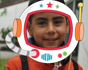 Astronaut outer space party printable photo booth props, Out of this world birthday decor with helmet, spaceship rocket and alien eyes
