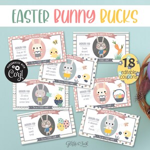 Bunny Bucks Coupons for Kids Easter Egg Hunt / Printable Easter Reward ...