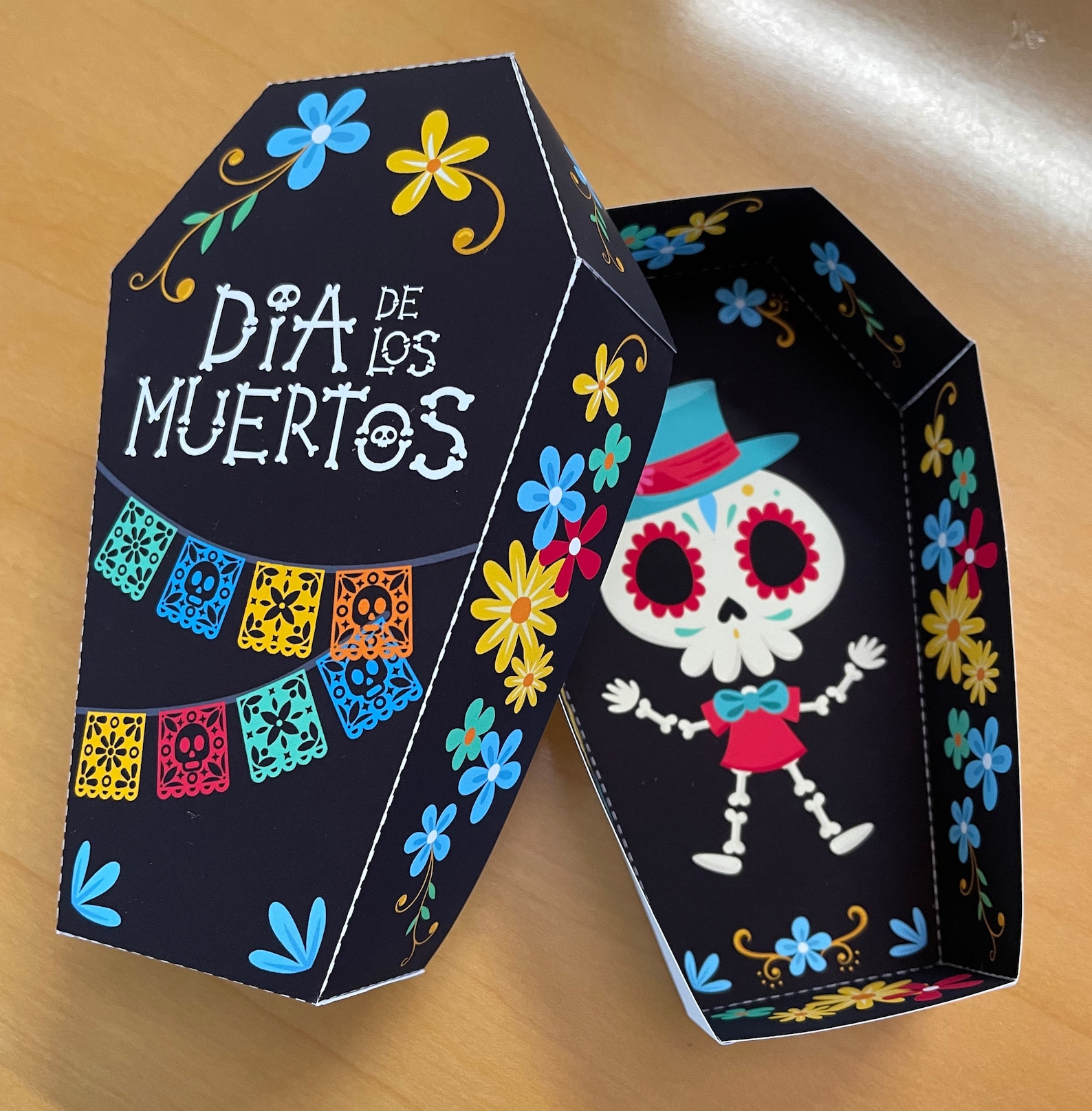 Day of the Dead Coffin Treat Box, Día De Los Muertos Sugar Skull Party ...