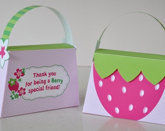 Strawberry shortcake purse favor box / Strawberry party favors / Berry first birthday Strawberry patch treat box / Printable strawberry box