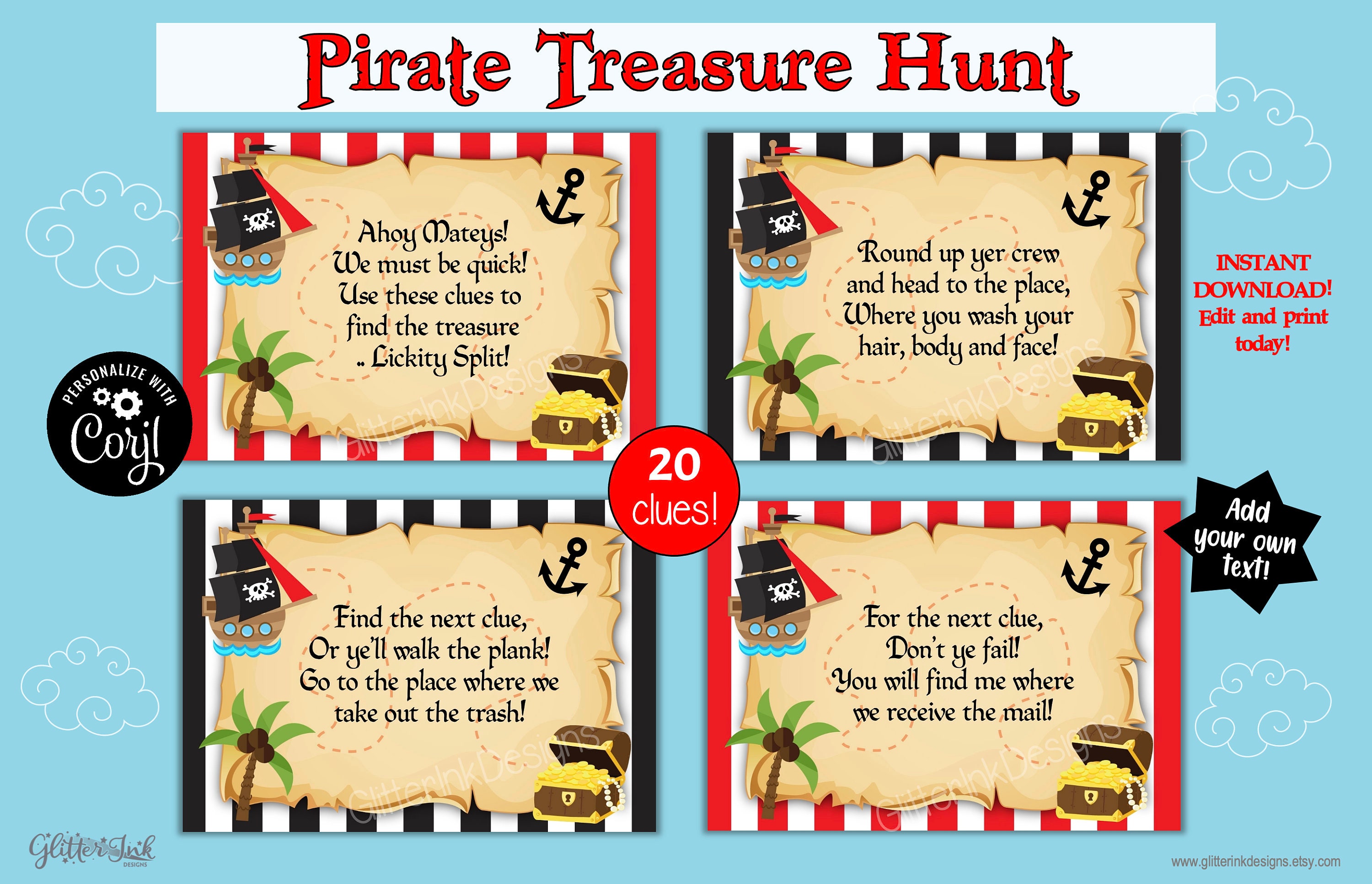 Pirate Treasure Hunt for kids: printable treasure hunt ages 5-10 – Blimey  Box