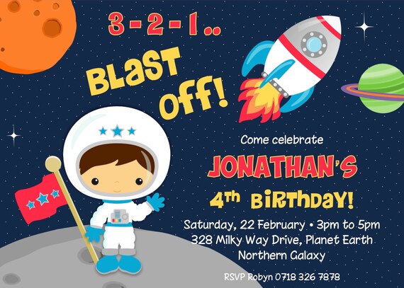 20 Biglietti D'Invito Per Festa Spaziale Con Razzo E Astronauta – Con Buste Abbinate - 2