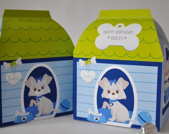 Afdrukbaar hondenhok verjaardagsfeestje puppy hondje / Hondenspa feestartikelen / Doos traktatie honden / Afdrukbare hondenkenneldoos
