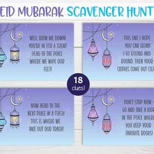 Eid Mubarak Scavenger Hunt Clue Cards / Ramadan Kids Treasure Hunt Eid Mubarak Scavenger Hunt Clue Cards / Ramadan Kids Treasure Hunt