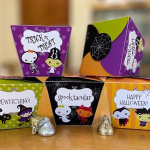 Mini boîte cadeau imprimable Halloween, des bonbons ou un sort pour cadeaux, TÉLÉCHARGEMENT IMMÉDIAT