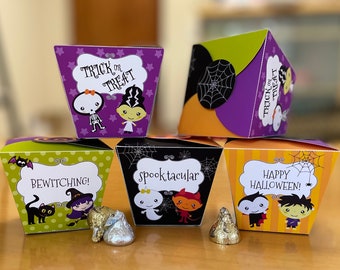 Mini Halloween printable favor box, Trick or treat party favors candy boxes INSTANT DOWNLOAD