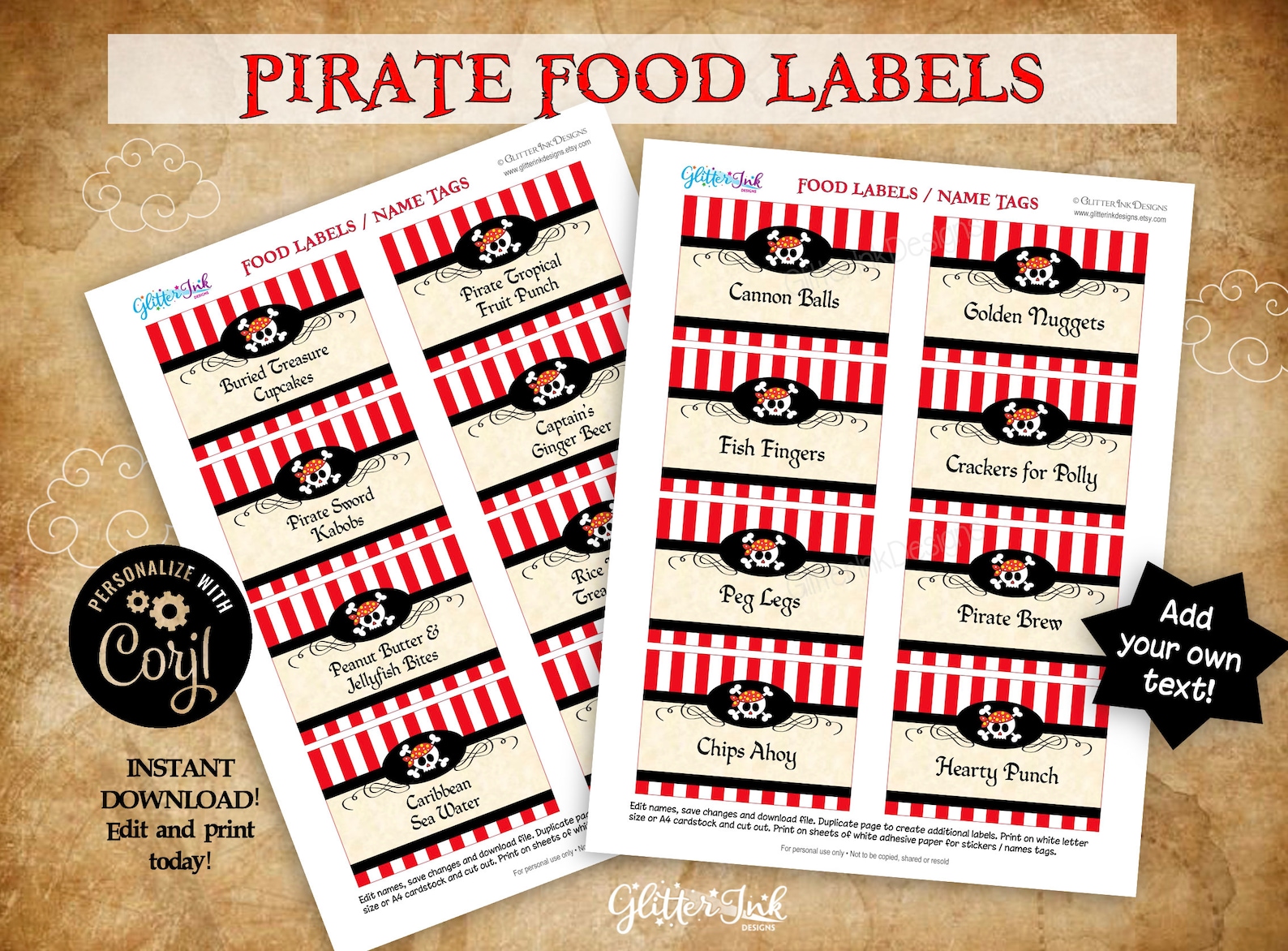 Pirate Party Food Tent Cards / Pirate Birthday Buffet Table - Etsy