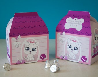 Afdrukbaar hondenhok verjaardagsfeestje puppy hondje / Hondenspa feestartikelen / Doos traktatie honden / Afdrukbare hondenkenneldoos