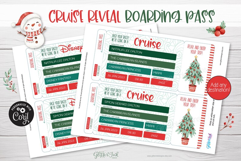 Weihnachtsüberraschungs-Kreuzfahrtreise enthülle Schnitzeljagd & Bordkarte, druckbare Hinweise für die Schatzsuche von Kindern mit Urlaubstickets für den Weihnachtsmann Bild 8