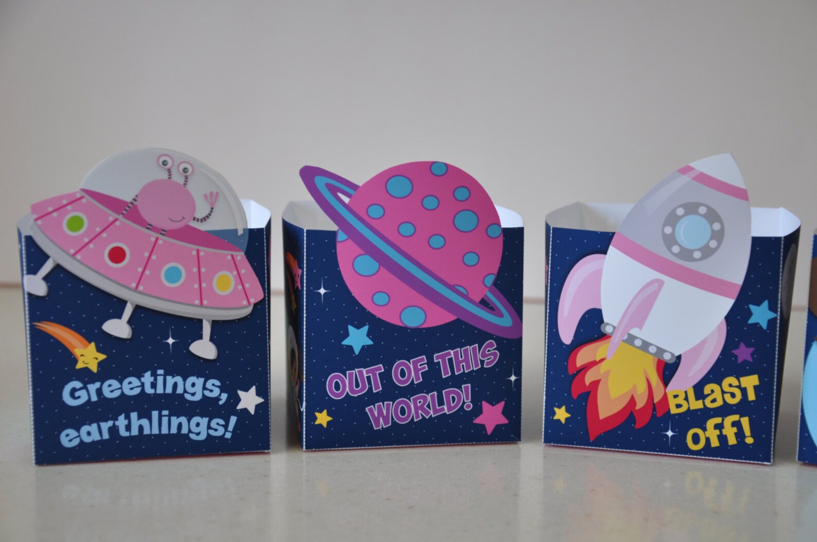 Space Party Popcorn Box / Rocket Planet Outer Space Treat Box | Etsy