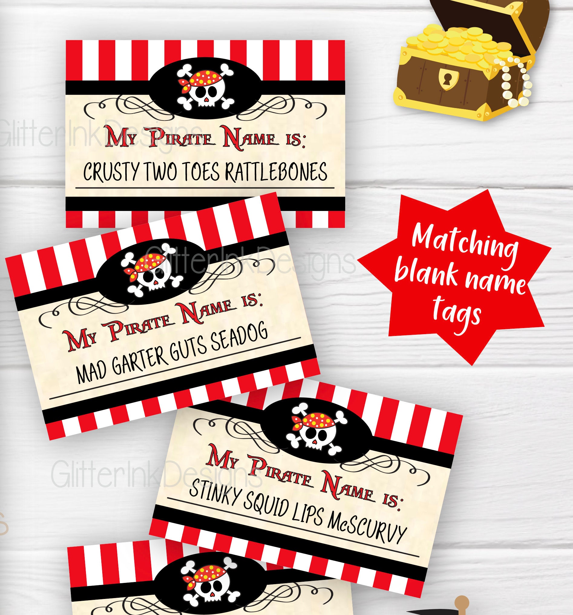  What is Your Pirate Name Game, Pirate birthday party game,Pirate  Activity Cards Ideas Decoration Supplies, Pirate Birthday Party Sign for  Boys(1 Pirate Theme Sign and 30 Name Tag Stickers) : Home