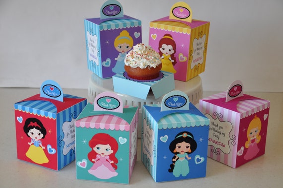 Disney Princess treat boxes / Ariel favor box / Snow White cupcake box / Jasmine party favors, Sleeping Beauty, Aurora, Cinderella, Belle Il_570xn