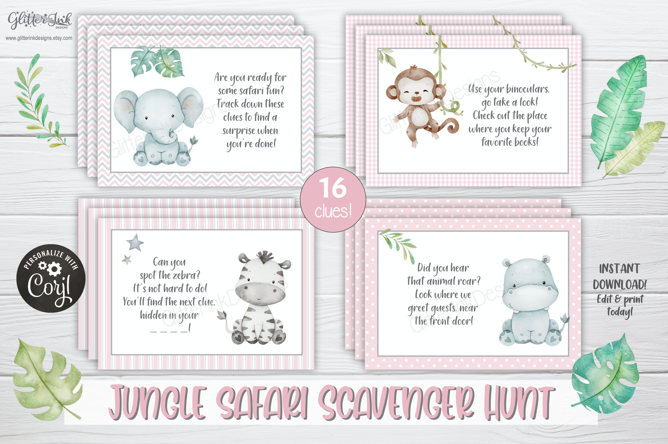 Safari Scavenger Hunt Clue Cards / Jungle Party Treasure Hunt | Etsy