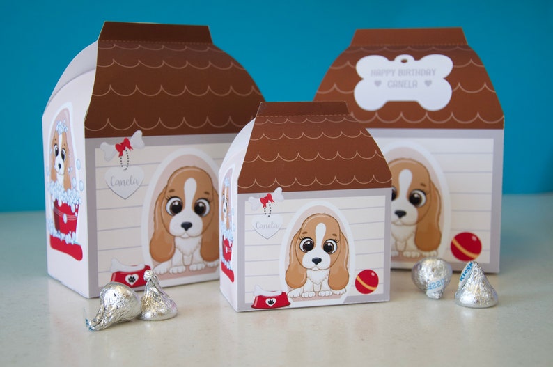 Puppy Dog Birthday Party Printable Dog House Favor Box TWO Etsy
