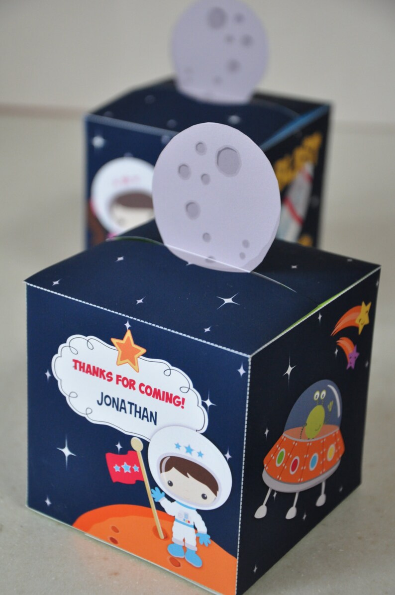 Outer Space Astronaut Party Favor Box / Rocket Party Favors / Etsy