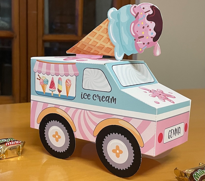 Ice Cream Truck Printable Favor Box / DIY Ice Cream Party - Etsy