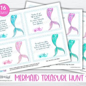Under the Sea Mermaid Birthday Scavenger Hunt Clues, Printable ...