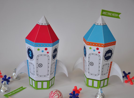 Outer space party rocket favor box / printable spaceship favors / rocket party favors / astronaut party space printable Il_570xn